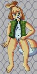  animal_crossing anthro belly breasts brown_body brown_eyes brown_fur canid canine canis clothed clothing digital_media_(artwork) domestic_dog female fur genitals hi_res humanoid isabelle_(animal_crossing) mammal masturbation navel nintendo partially_clothed pixel_(artwork) pussy solo vaginal vaginal_masturbation video_games white_body white_fur yellow_body yellow_fur 
