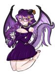  amrit_dragoness ankh blondieart cleavage_cutout clothing collar dragon dress eyewear female glasses hair horn humanoid long_hair looking_at_viewer low_res mature_female purple_clothing purple_dress purple_hair solo tail vtuber wings 