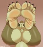  5_toes absurd_res anthro areola bedroom_eyes big_breasts big_butt big_feet blep breasts butt claws feet female foot_focus forked_tongue green_areola green_body hi_res huge_breasts huge_butt huge_thighs looking_at_viewer lying margret_stalizburg narrowed_eyes navel non-mammal_breasts nude on_back orange_sclera red_eyes reptile scalie seductive snake solo thick_thighs toe_claws toes tongue tongue_out zp92 