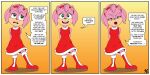  2022 2:1 50percentgrey accessory amy_rose anthro boots clothed clothing comic_panel dialogue dress english_text eulipotyphlan female footwear hair hands_behind_back headband hedgehog looking_away mammal narrowed_eyes open_mouth pink_body pink_hair sega smile smiling_at_viewer solo sonic_the_hedgehog_(series) speech_bubble standing talking_to_viewer teeth text wide_eyed 