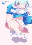  absurdres arona_(blue_archive) blue_archive blue_eyes blue_hair blue_serafuku blue_shirt bow bow_hairband braid choker colored_inner_hair feca hair_over_one_eye hairband halo highres light_blue_hair multicolored_hair navel neckerchief panties pink_hair ribbon sailor_collar school_uniform serafuku shirt shoes short_hair single_braid skirt sneakers striped striped_panties umbrella_gun underwear white_bow white_choker white_footwear white_hairband white_neckerchief white_ribbon white_sailor_collar white_skirt 