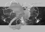  angry black_and_white cloud dragon feral fulgerion greyscale jeskjones lightning line_art male monochrome scalie sketch solo tail_motion tailwag thunder western_dragon wings 