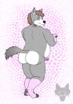  anthro belly big_belly big_butt butt canid canine canis digital_media_(artwork) erection fayrofire genitals girly hair hi_res huge_butt looking_at_viewer male mammal nude overweight overweight_male penis simple_background solo wolf 