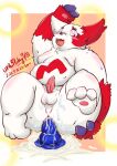  2022 anal anal_masturbation anal_penetration anthro balls belly big_belly blush bodily_fluids cum dildo dildo_in_ass dildo_insertion erection generation_3_pokemon genital_fluids genitals hi_res kemono male masturbation nintendo overweight overweight_male penetration penis pokemon pokemon_(species) punichu red_body reverse_zangoose_day sex_toy sex_toy_in_ass sex_toy_insertion sitting solo video_games white_body zangoose 