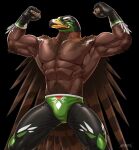  5_fingers abs accipitrid accipitriform aguila_real amonsyd anthro avian beak biceps bird black_background bottomwear boxing_gloves brown_body brown_feathers cape_feather chest_tuft claws clothing eagle feathered_wings feathers fingers flexing flexing_both_biceps fur gloves hair handwear hi_res looking_up lucha_libre_mask luchador male mask multicolored_body multicolored_fur multicolored_hair muscular muscular_anthro muscular_male pecs pose serratus simple_background solo sports_mask sportswear standing toothed_beak triceps tuft watermark wings wrestler wrestling_mask yellow_beak yellow_eyes 