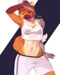  anthro bottomwear bra canid canine clothing cybernetic_arm cybernetic_limb cybernetics erect_nipples female gym_bottomwear gym_clothing gym_shorts hi_res machine mammal maned_wolf niktarin nipples shorts solo sport sports_bra sportswear tired tongue tongue_out underwear water wet wet_clothing 