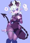  &lt;3 2022 anthro artist_name ashiji biped breasts clothed clothing dated digital_media_(artwork) eyelashes eyeshadow female hair hi_res horn makeup portrait purple_clothing purple_eyes purple_eyeshadow purple_theme shaded solo standing three-quarter_portrait white_hair 