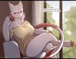  absurd_res aged_up anthro anthrofied artist_name bahnbahn_(artist) big_breasts breasts clothed clothing day dialogue dua_(bahnbahn) english_text eyewear fan_character female generation_1_pokemon glasses hi_res inside legendary_pokemon letterbox mature_anthro mature_female mewtwo multicolored_body nintendo off_shoulder pink_body pink_eyes pokemon pokemon_(species) pokemorph ring shirt sitting solo text topwear two_tone_body url video_games white_body 