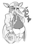  anthro belt beverage_(artist) boston_terrier canid canine canis chubby_anthro chubby_cheeks chubby_male clothed clothing coat domestic_dog dripping_sauce eating eating_food food hanging_belly hi_res holding_bag holding_food holding_object holding_sandwich hunting_dog iggy_(jjba) jacket jojo&#039;s_bizarre_adventure jotaro&#039;s_hat male mammal molosser open_clothing open_jacket open_topwear overhang overhanging_belly overweight overweight_anthro overweight_male sandwich_(food) small_molosser solo terrier topwear toy_dog wardrobe_malfunction 