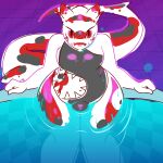  absurd_res anthro big_tail caffeinekobold clothing fish hakarisquish hi_res looking_at_viewer male marine pool_(disambiguation) shark smile solo swimwear thick_tail thick_thighs wet 
