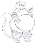  absurd_res anthro arctic_fox arm_warmers armwear canid canine chubby_belly clothing collar eyewear footwear fox glasses hair hi_res legwear long_hair mammal mirina overweight pudgy_belly russell_(xaus32) socks soft solo thigh_highs thigh_socks 