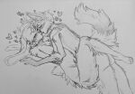  &lt;3 2022 ambiguous_gender anthro artist_name blush blush_lines butt canid canine domestic_rabbit duo embrace eyes_closed fox from_front_position fur graphite_(artwork) head_tuft hi_res lagomorph leporid lop_rabbit lying male male/ambiguous mammal missionary_position monochrome nude obscured_penetration obscured_sex on_back onigiriad oryctolagus pencil_(artwork) prick_ears rabbit romantic romantic_couple scut_tail sex short_tail sketch traditional_media_(artwork) tuft 