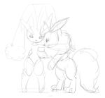  2016 arth_the_flareon cream_the_lopunny duo eeveelution embrace female feral flareon fluffy fluffy_tail fur generation_1_pokemon generation_4_pokemon looking_at_viewer lopunny male male/female nintendo paws pokemon pokemon_(species) siansaar sketch smile standing video_games 