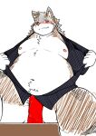  2022 absurd_res anthro asian_clothing bear_2key belly big_belly blush bulge canid canine clothing east_asian_clothing fundoshi hi_res humanoid_hands japanese_clothing kemono male mammal moobs navel nipples overweight overweight_male red_clothing red_fundoshi red_underwear solo underwear 