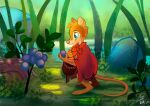  basket berry blue_eyes brown_body brown_fur cape clothing container digital_media_(artwork) don_bluth eeviart female feral food fruit fur mammal mouse mrs._brisby murid murine nature nature_background paws plant rodent smile solo the_secret_of_nimh 
