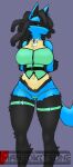 anthro belt big_breasts bound breasts casual_clothing clenched_fists clothed clothing covered_breasts curvy_figure disdain dreadlocks ear_piercing ear_ring female fluffy fluffy_body generation_4_pokemon hands_behind_back hands_tied hi_res hourglass_figure looking_at_viewer lucario maned_lyon nameless_lucario navel nintendo panties piercing pokemon pokemon_(species) red_eyes ring_piercing skimpy small_waist solo spikes submissive submissive_anthro submissive_female underwear video_games 