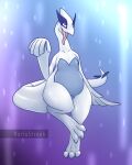  absurd_res ambiguous_gender anthro bedroom_eyes belly bent_legs claws digitigrade generation_2_pokemon glistening glistening_body hi_res legendary_pokemon long_neck lugia narrowed_eyes nintendo pokemon pokemon_(species) raised_hand raised_leg scales scalie seductive simple_background solo solo_focus thick_tail thick_thighs tongue tongue_out varlastreak video_games white_body wide_hips 