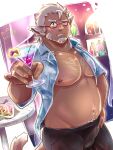  aloha_shirt animal_humanoid bar belly blonde_hair body_hair chest_hair clothed clothing cocktail_glass container cup drinking_glass eyewear facial_hair glass glass_container glass_cup glasses goatee hair happy_trail hi_res huckle humanoid lifewonders live-a-hero male musclegut navel one_eye_closed open_clothing open_shirt open_topwear pattern_clothing pattern_shirt pattern_topwear pecs rabbitificate shirt solo topwear video_games wink 