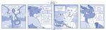  blue_and_white comic detailed_background dialogue dragon english_text featureless_chest featureless_crotch female feral flat_chested hi_res horn kobold larger_feral male monochrome size_difference smaller_female text vavacung wings 