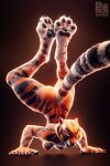  absurd_res bare black_stripes breasts dreamworks felid female fur hi_res kung_fu_panda mammal master_tigress muscular nude orange_body orange_fur pantherine picti pushups red_eyes small_breasts solo stripes tagme tiger training yellow_sclera 