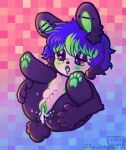  anthro blush bodily_fluids cheek_tuft colorful cum cum_inside drooling dyed-hair ear_piercing eyeshadow facial_tuft female fluffy fluffy_hair fluffy_tail flushed genital_fluids genitals gradient_background green_pussy hair hi_res highlights_(coloring) lagomorph leporid makeup mammal nipples nude pawpads paws pekopekokuma piercing pussy pussy_juice rabbit saliva simple_background solo swag sweat t-dick trans_(lore) trans_man_(lore) tuft wet 
