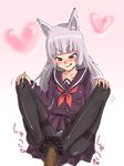  :q animal_ears black_legwear blush collarbone crotch_seam feet footjob legs long_hair naughty_face original panties panties_under_pantyhose pantyhose penis purple_eyes school_uniform seritsumi skirt solo_focus thighband_pantyhose tongue tongue_out underwear 