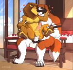  absurd_res alex_(madagascar) anal anal_penetration anthro barazoku bed bedroom blue_eyes bodily_fluids canid canine canis cum cum_in_ass cum_inside cumshot daddy_buck dasoka domestic_dog dreamworks duo ejaculation eye_contact facial_hair feet felid fur furniture genital_fluids genitals heart_symbol hi_res humanoid_genitalia humanoid_penis jewelry kissing lion looking_at_another madagascar_(series) male male/male mammal mane molosser mountain_dog multicolored_body multicolored_fur muscular muscular_anthro muscular_male mustache mutton_chops necklace nipples orange_body orange_fur pantherine pawpads paws pecs penetration penis pubes romantic romantic_ambiance romantic_couple romantic_sex saint_bernard sex sitting sitting_on_another sky smile tail tattoo tongue tongue_out vein veiny_penis yellow_body yellow_fur 