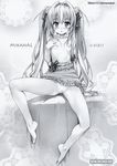  alternate_hairstyle barefoot blush breasts feet greyscale highres ishikei konjiki_no_yami legs long_hair long_legs monochrome nipples pussy small_breasts solo spread_legs to_love-ru twintails uncensored 
