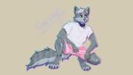  anthro canid canine canis chilling collar crosswollf hi_res kylo_(crosswollf) male mammal paws smile solo wolf 