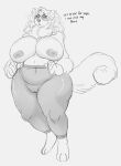  anthro areola belly big_areola big_breasts bottomwear breasts camel_toe canid canine chubby_female clothed clothing female hi_res kyoriichi mammal neck_tuft pants partially_clothed slightly_chubby solo tight_clothing topless topless_anthro topless_female tuft wide_hips yoga_pants 