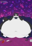  2022 anthro bean_bag bean_bag_belly belly big_belly border controller eyewear game_controller gaming glasses hi_res hyper hyper_belly inverted_belly_button male open_mouth overweight overweight_anthro overweight_male ryukawa solo 