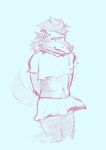  2021 accessory anthro biped body_hair bottomwear canid canine canis clothed clothing crop_top cwasaunt digital_drawing_(artwork) digital_media_(artwork) dire_(fortnite) epic_games flirting fortnite front_view fur hair hands_behind_back happy_trail head_tilt head_tuft head_turned headband hi_res looking_at_viewer male mammal midriff monochrome navel portrait pose pubes shirt shy simple_background sketch skirt smile solo standing submissive three-quarter_portrait topwear tuft video_games were werecanid werecanine werewolf white_background wolf 