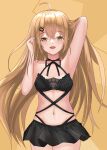  1girl absurdres bare_shoulders bikini blonde_hair blush collarbone earrings girls&#039;_frontline highres jewelry long_hair navel official_alternate_costume ppk_(foliage_romance)_(girls&#039;_frontline) ppk_(girls&#039;_frontline) puabatxgamlaz5c solo swimsuit very_long_hair yellow_eyes 