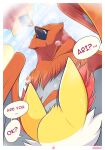  ambiguous_gender anthro ari_the_talonflame avian beak bodily_fluids braixen canid canine cheek_tuft comic dialogue drooling duo ellie_the_braixen english_text facial_tuft feathered_wings feathers feral fur generation_6_pokemon grey_body grey_feathers head_tuft hi_res inner_ear_fluff looking_at_another looking_at_self low-angle_view male_(lore) mammal mirror nikkibunn nintendo orange_body orange_feathers pokemon pokemon_(species) red_body red_fur saliva shaded speech_bubble talonflame text tuft video_games white_body white_fur wings yellow_body yellow_fur 