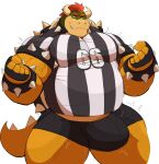  2022 absurd_res anthro armband barazoku belly biceps big_bulge big_muscles bottomwear bowser bracelet bulge claws clothed clothing collar eyebrows facial_hair fingerless_gloves flexing gloves hair handwear hi_res horn huge_bulge huge_muscles huge_thighs jersey jewelry koopa male mario_bros motion_lines musclegut muscular muscular_anthro muscular_male nintendo number overweight overweight_anthro overweight_male pecs scalie shell shorts simple_background smile solo spiked_armband spiked_bracelet spiked_collar spiked_shell spiked_tail spikes spikes_(anatomy) standing stubble teeth thick_thighs tight_clothing vein video_games vitashi white_background 