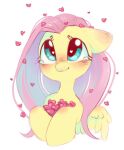 &lt;3 &lt;3_eyes blue_eyes blush bodily_fluids digital_media_(artwork) equid equine feathered_wings feathers female feral fluttershy_(mlp) friendship_is_magic hair hasbro long_hair mammal melodylibris my_little_pony pegasus pink_hair simple_background solo tears white_background wings yellow_body 