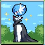  2022 animated anthro badcolor big_breasts big_butt blue_hair breasts butt clothed clothing digital_media_(artwork) dress female gardevoir generation_3_pokemon hair low_res medium_hair mega_evolution mega_gardevoir nintendo pixel_(artwork) pixel_animation pokemon pokemon_(species) shiny_pokemon short_playtime simple_background solo video_games white_body white_skin 