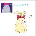  angoramon angoramon_(ghost_game) bandai_namco digimon digimon_(species) digimon_ghost_game feral feralized fur hair hair_over_eyes lagomorph leporid long_ears male mammal rabbit ribbons solo yellow_body yellow_fur youzaiyouzai112 