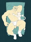  2022 abs absurd_res anthro anthro_on_anthro barefoot bed big_bulge big_muscles blue_background briefs bulge claws clothing cuddling duo embrace eyes_closed feet felid feline footwear fur furniture hand_behind_head hand_on_chest hi_res hug huge_muscles jrjresq lying male male/male mammal muscular muscular_anthro muscular_male navel nipples obliques on_back on_bed on_side open_mouth pecs pillow simple_background size_difference sleeping smile socks teeth thick_thighs tighty_whities tongue tuft underwear white_briefs white_clothing white_underwear 