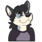  anthro canid canine eyes_closed farron fox fur hair happy mack95 male mammal smile solo sticker stickers 