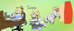  absurd_res anthro big_breasts big_butt blonde_hair breasts butt chair chubby_female closet computer desk eyewear female food furniture glasses hair hi_res long_tail noodles nude office_chair ramen reptile scalie slightly_chubby solo table temmie_(undertale) temphys_(temmieverse) undertale undertale_(series) video_games wetwaffls 