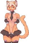  2018 alpha_channel amber_eyes anthro areola biped black_bottomwear black_clothing black_collar black_footwear black_legwear black_necktie black_skirt black_socks black_thigh_highs black_thigh_socks blonde_hair bottomwear breasts clothing collar digital_media_(artwork) domestic_cat ear_piercing facial_piercing felid feline felis female footwear fur hair industrial_piercing inner_ear_fluff legwear mammal miniskirt navel necktie nipples nose_piercing orange_body orange_fur piercing pleated_skirt septum_piercing sex_toy shaded simple_background skirt socks solo standing thigh_highs thigh_socks transparent_background tuft vibrator zyira 