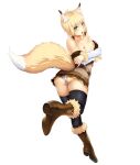  animal_humanoid areola black_clothing black_legwear black_thigh_highs blonde_hair blue_eyes bodily_fluids boots bottomwear breasts bridget_(taimanin_asagi) brown_boots brown_bottomwear brown_clothing brown_footwear brown_skirt butt canid canid_humanoid canine canine_humanoid clothed clothing digital_media_(artwork) flat_chested footwear fox_humanoid fur_boots hair hi_res humanoid inner_ear_fluff legwear mammal mammal_humanoid nipples nobishito panties skirt sweat taimanin_asagi thigh_highs tuft underwear white_clothing white_panties white_sleeves white_underwear yellow_tail 