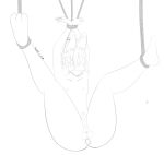  anal anthro anus arms_tied balls bdsm bound chain gaping gaping_anus genitals girly goth humanoid lagomorph legs_tied leporid male mammal middlefingercat penis rabbit serious_face sketch solo thick_thighs unfinished 