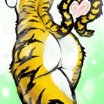  &lt;3 anthro big_butt biped butt butt_focus countershading felid female fur genitals hi_res mammal nude pantherine presenting presenting_hindquarters pussy raised_tail rear_view screwbulb shaded solo solo_focus striped_body stripes tiger tuft yellow_body yellow_fur 