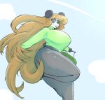  absurd_res animal_humanoid anthro big_breasts breasts clothed clothing colored digital_drawing_(artwork) digital_media_(artwork) dividedwreck female flowing_hair fur giant_panda green_eyes hair hi_res huge_breasts huge_resolution humanoid lilly_(dividedwreck) long_hair looking_at_viewer luggage mammal mammal_humanoid simple_background smile solo tall thick_thighs ursid ursid_humanoid ursine ursine_humanoid white_body white_fur 