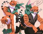  !? 2boys alternate_universe animal_ears artist_name bakugou_katsuki black_pants blush boku_no_hero_academia cheek_pinching closed_eyes commentary english_commentary english_text eye_contact film_grain freckles furrification furry furry_male green_eyes green_hair hands_on_another&#039;s_face heart highres hug kiss kissing_cheek kisuchus kung_fu_panda looking_at_another lying male_focus midoriya_izuku multiple_boys multiple_views on_back one_eye_closed open_mouth orange_fur pants pinching pink_background print_vest rabbit_boy rabbit_ears rabbit_tail red_eyes simple_background sitting sparkle speech_bubble standing tail tiger_boy tiger_ears tiger_tail vest whiskers white_fur yaoi 