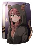  animal_ears bangs blush breasts cat_ears cat_tail caustics heterochromia highres hololive hood hood_up hoodie houshou_marine jangmaseason lamppost large_breasts parted_lips partially_unzipped projected_inset red_eyes red_hair sidelocks simple_background surprised sweat tail upper_body white_background yellow_eyes 