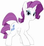  2022 absurd_res baigak blue_eyes cutie_mark digital_media_(artwork) equid equine eyeshadow female feral friendship_is_magic hair half-closed_eyes hasbro hi_res horn looking_at_viewer makeup mammal my_little_pony narrowed_eyes purple_hair purple_tail rarity_(mlp) smile solo unicorn white_body 