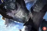  armor black_sclera blaidd_(elden_ring) canid canine canis cloak clothed clothing elden_ring fromsoftware fur grey_body grey_fur hi_res looking_away male mammal melee_weapon scar solo sword t.y.stars tusks video_games warrior weapon wolf 